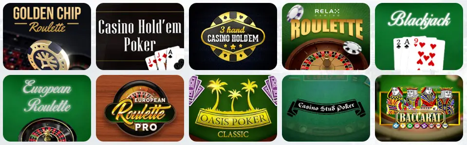 Giochi da tavolo al CLASSY SLOTS CASINO